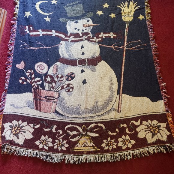 Excellent Condition, VINTAGE Christmas Themed Throw "Frosty The Snowman" - Picture 4 of 12